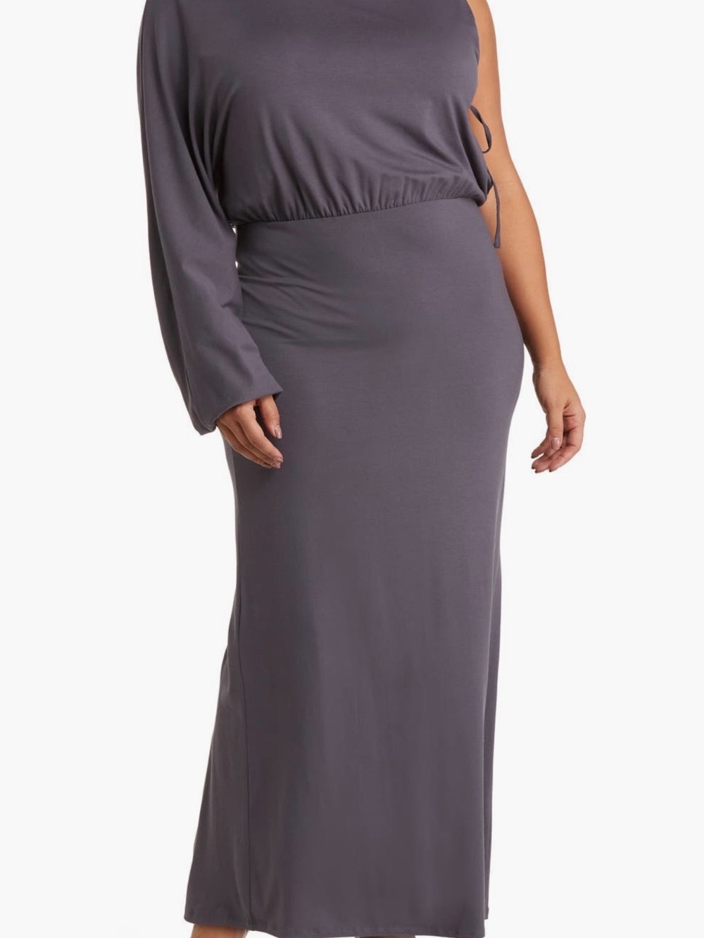 ASOS One-Shoulder Maxi Dress in Charcoal